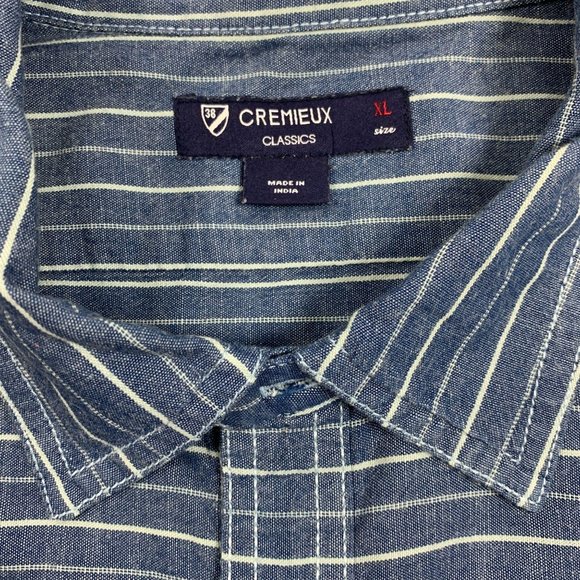 Cremiux XL Button Front Shirt Blue Short Sleeve Da - Picture 3 of 4